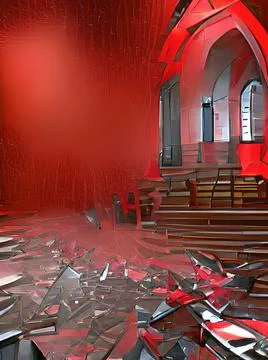 Destroyed church at night Ilustración de archivo