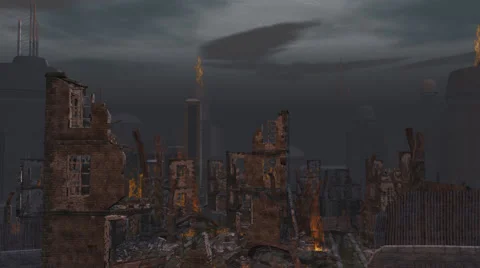 Destroyed city after the war Stock Footage 50456544