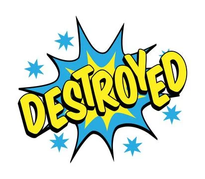 DESTROYED Comic Book Pop Art Explosion Spark Stock Illustration
