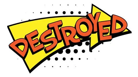 DESTROYED Comic Book Pop Art Halftone Arrow 스톡 일러스트