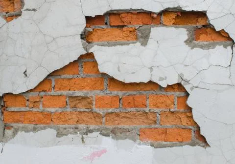 Destroyed Concrete and Brick wall Stock Photos