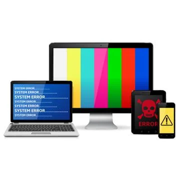 Destroyed digital devices Stock Illustration