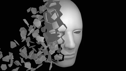 Destroyed face, Shattered head Stock Footage