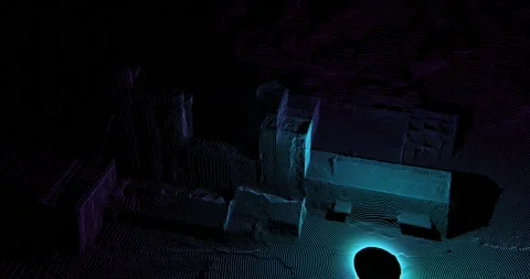 Destroyed factory in LiDAR view from drone fly Stockbeeldmateriaal 246945302