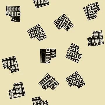Destroyed home line seamless pattern Stock Illustration