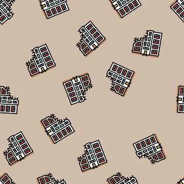 Destroyed home vector seamless pattern Stock Illustration