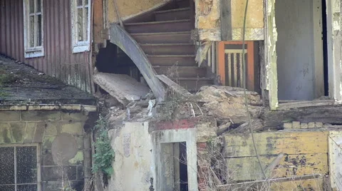 Destroyed house close-up Stock Footage 40005216