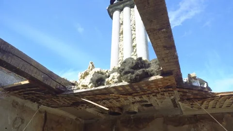 A destroyed house, the consequences of the destructive power of cataclysms Stock Footage 272486571