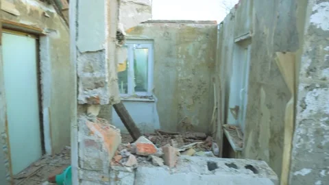 Destroyed house. destruction during construction. Stock Footage 272316983