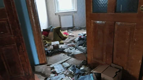 Destroyed house due to a Russian shell 動画素材 200913540