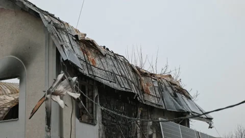 Destroyed house due to a Russian shell 動画素材 200914243