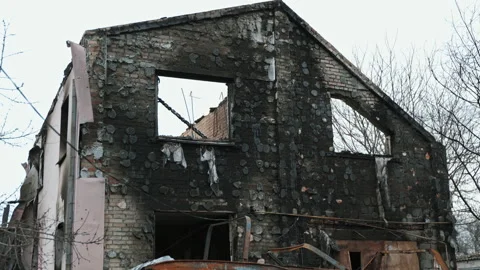 Destroyed house due to a Russian shell 動画素材 200916084