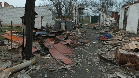 Destroyed house due to a Russian shell 動画素材 200916419