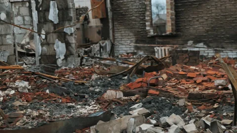 Destroyed house due to a Russian shell 動画素材 200917117