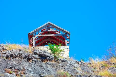 Destroyed house on the edge Stock Photos