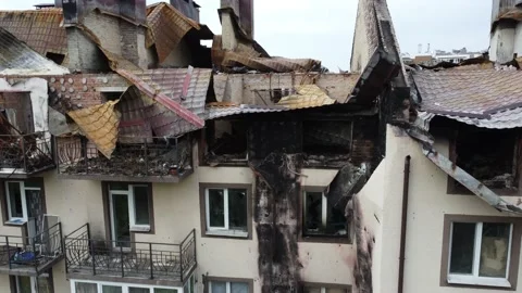 Destroyed house. War in Ukraine. Stock Footage 194690160