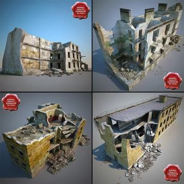 Destroyed Houses Collection V1 3D Model