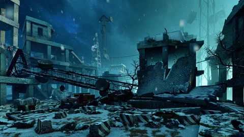 Destroyed houses as a result of the war. Stock Footage 321963980