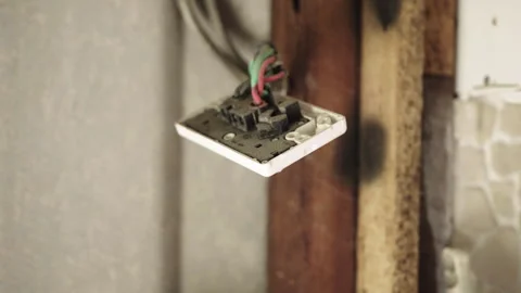 Destroyed Light Switch in A House Video stock 289300425