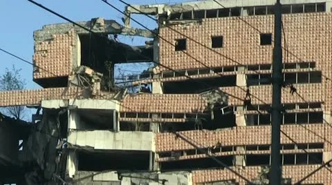 Destroyed Ministry of Defence in Belgrade Stock Footage