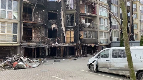 Destroyed multi-storey building Video stock 192081057