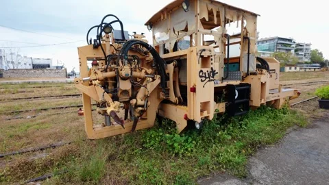 Destroyed Navigation Station And Wagon Connection Of Old Traditional Train Stock Footage 305878491