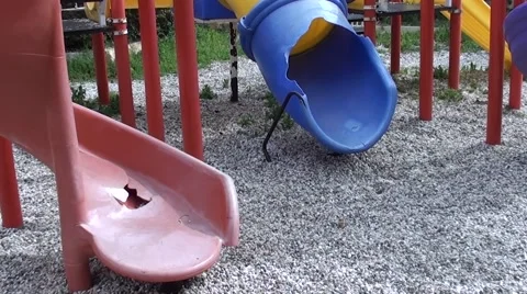 Destroyed objects at the children playground 2 Stock Footage 47926428