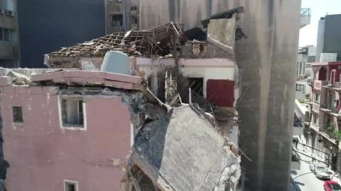 Destroyed old building from the explosion port of bierut Stock Footage 145158315
