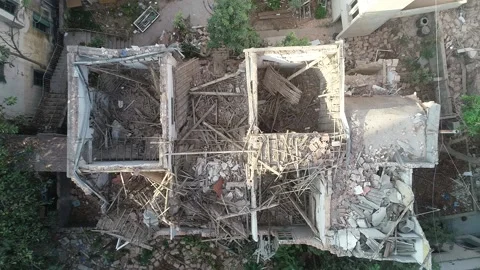 Destroyed old building from the explosion port of bierut Stock Footage 145158570