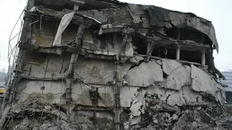 Destroyed old building Stock Footage 22007623