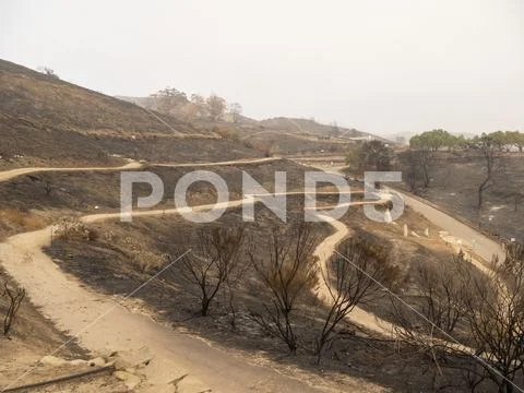 Destroyed Park from Thomas Fire in California Stock Photos