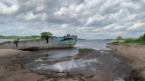 The destroyed pier Stock Footage 172099054