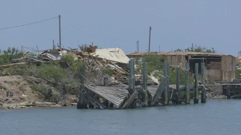 Destroyed pier in Port Isabel Stock Footage 104881318