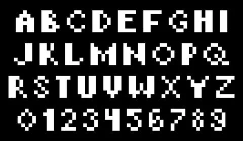 Destroyed pixel letters and numbers Stock Illustration