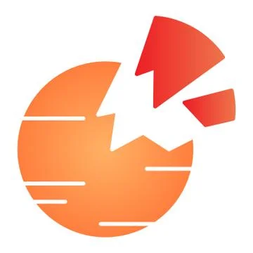 Destroyed planet flat icon. Broken planet color icons in trendy flat style Stock Illustration