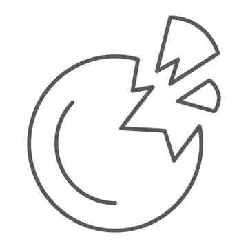 Destroyed planet thin line icon, space and science Stock Illustration