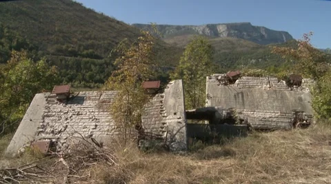 Destroyed platform over the land Видео 8663633