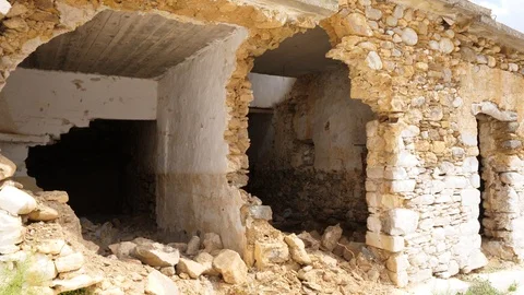 Destroyed poor house after bombing Stock Footage 101402681