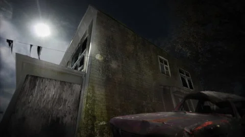 Destroyed Post-Apocalyptic house Stock Footage 49966082