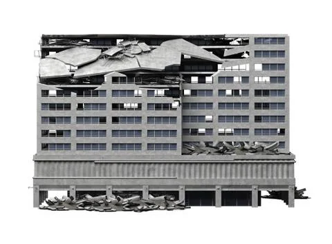 Destroyed public building Stock Illustration
