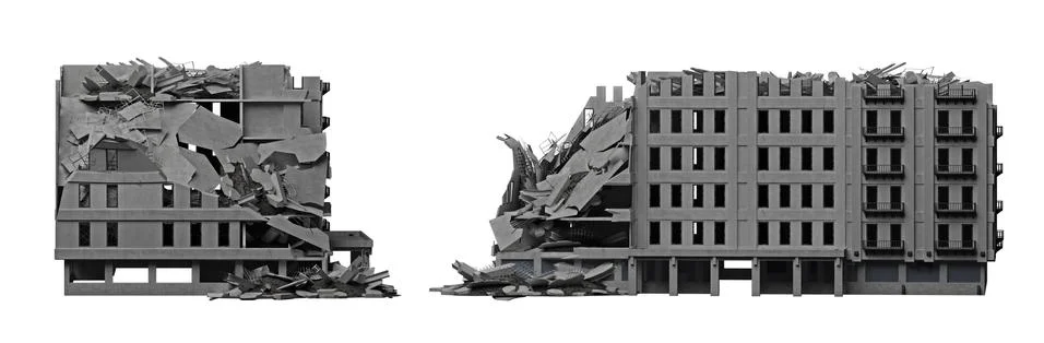 Destroyed public building Stock Illustration