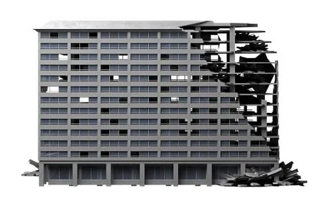 Destroyed public building Stock Illustration