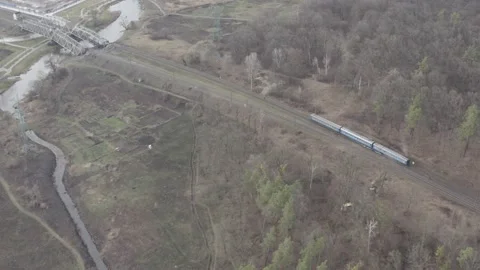 Destroyed railway bridge. Undermined bridge by miners. War. Stock Footage 178120271