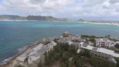 Destroyed Resort in St. Martin Stock Footage 125482291