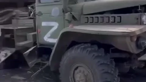 Destroyed Russian volley fire system Grad Video stock 172495137