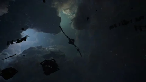 Destroyed satellite in space 01 Stock Footage 158238210