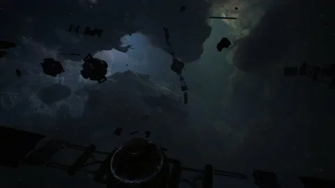 Destroyed satellite in space 06 Stock Footage 158240478