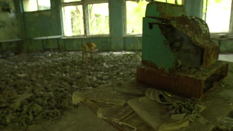 Destroyed school in the city of Pripyat Stock Footage 154770591