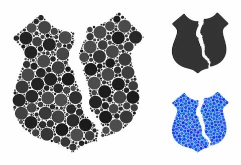 Destroyed shield Mosaic Icon of Circles Illustrazione stock