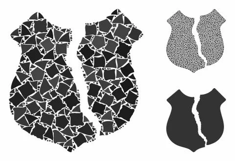 Destroyed shield Mosaic Icon of Rough Pieces Stock Illustration
